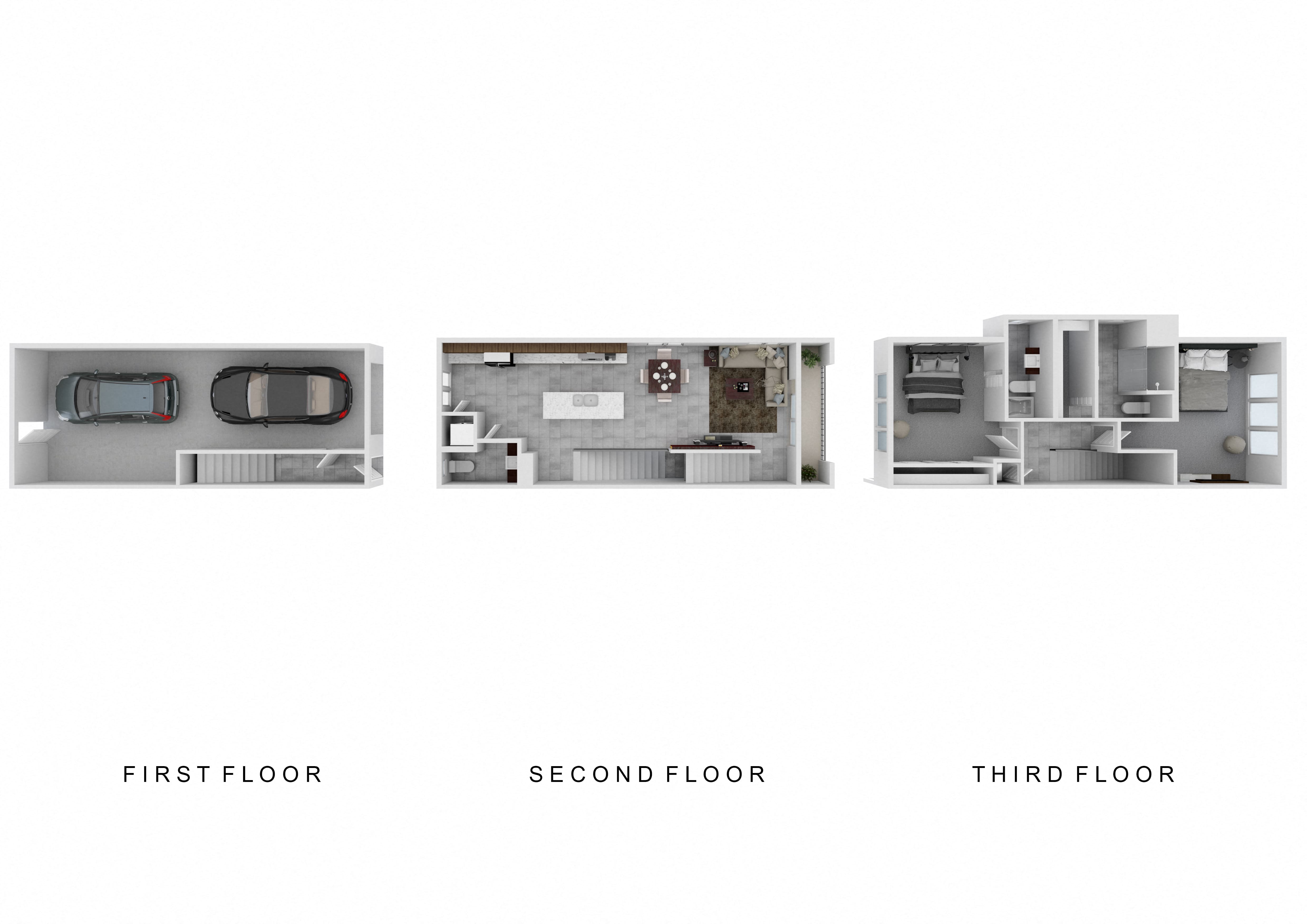 Floor plan for 2 beds, 2.5 baths, 1521 sqft